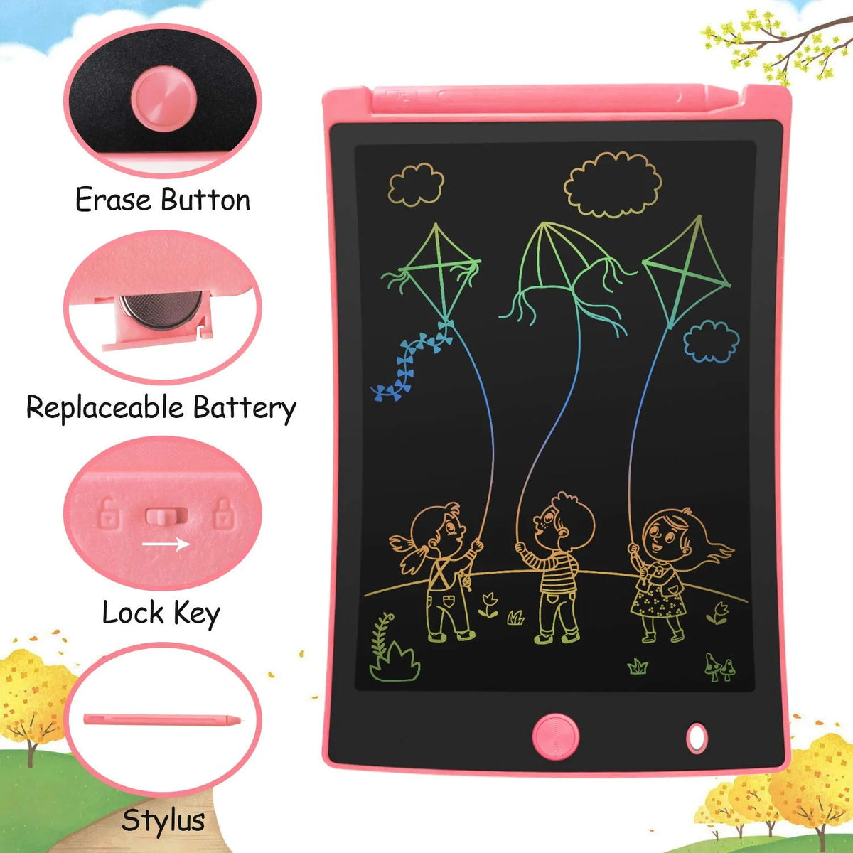 ORSEN 2 Pack LCD Writing Tablet for Kids, Colorful Doodle Board Drawing Pad for Kids